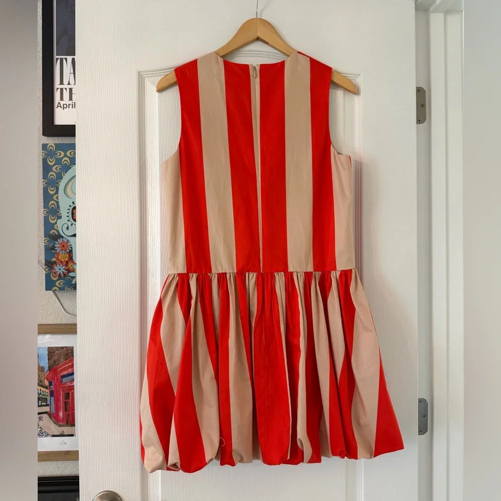 NWT Anthropologie Mare Mare Bubble Hem Mini Dress Red Cream Striped medium - Picture 7 of 10